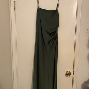 Green satin maxi dress